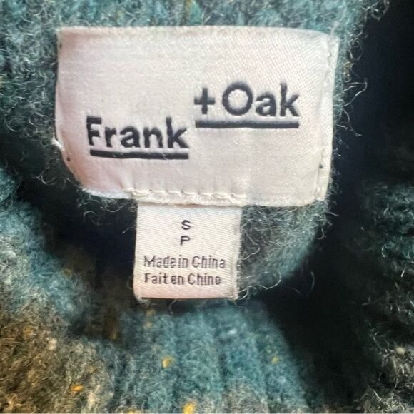 Frank + Oak Women’s Sweater Size Small Wool Blend Green Oversized Turtleneck - Picture 7 of 9